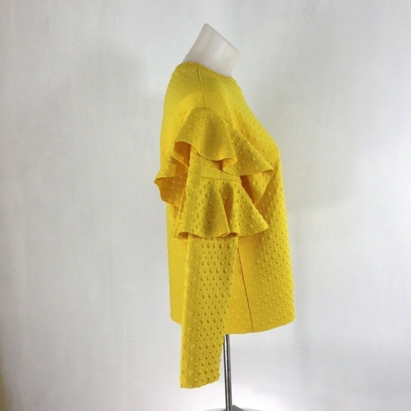 SHEIN Polka Dot Embossed Layered Ruffle Sleeve Top - Picture 5 of 8